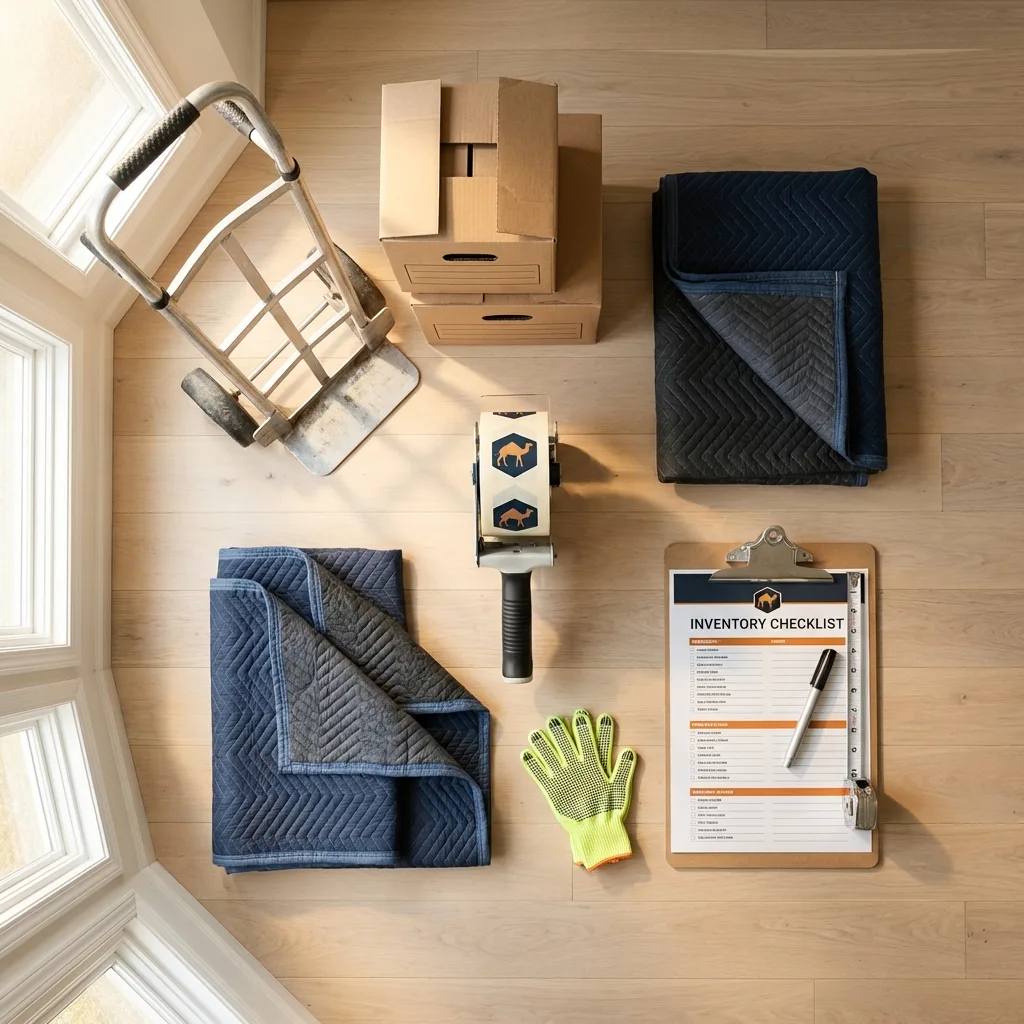 Professional moving supplies and packing materials layout for Fond du Lac residential relocations